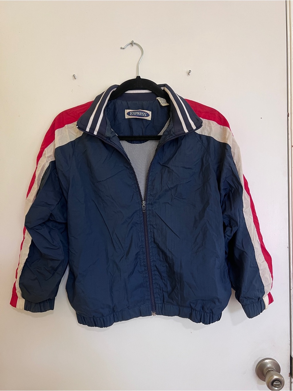 Vintage 90’s y2k Express Navy Jacket with Red & White Stripe Detail